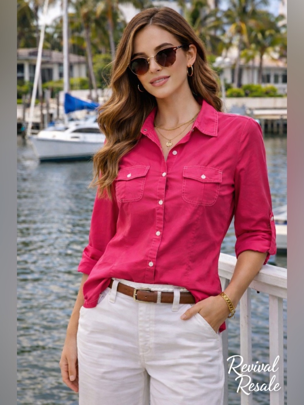 Women's Pink Button-Front Shirt